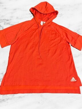 adidas Kids Bright Orange Hooded Short Sleeve Top